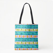 Shoulder Tote Bag in Wave Lengths - White