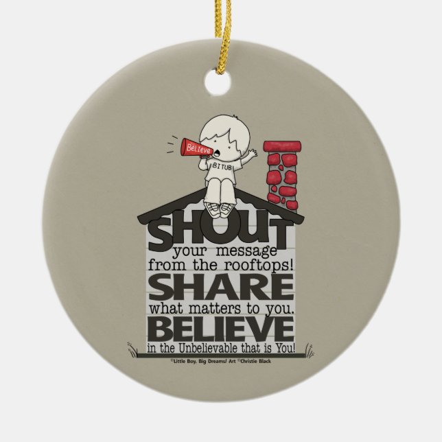 Shout from the Rooftops Ceramic Tree Decoration (Front)