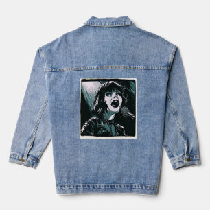 Shout It Out Expressive Singer Teal Music Lovers Denim Jacket