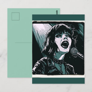 Shout It Out Expressive Singer Teal Music Lovers Postcard