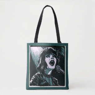 Shout It Out Expressive Singer Teal Music Lovers Tote Bag