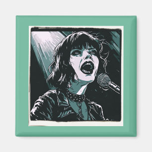 Shout It Out Loud Punk Rocker Pop Art Retro Teal Magnet
