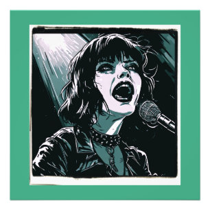 Shout It Out Loud Punk Rocker Retro Vintage Teal Photo Print