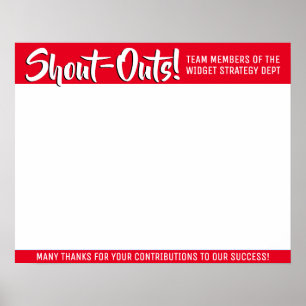 Shout out board employee daily kudos post-its poster