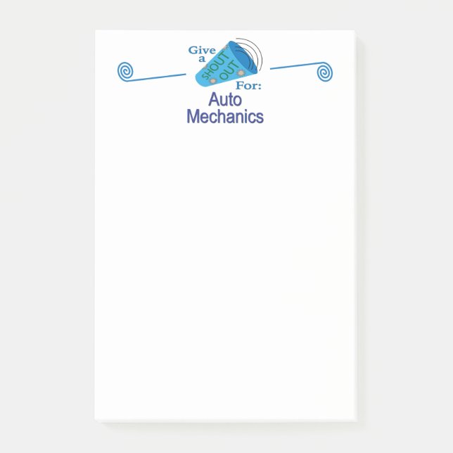 Shout Out for Auto Mechanics Post-it Notes (Front)