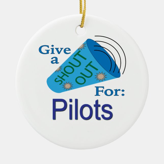 Shout Out for Pilots Ceramic Tree Decoration (Front)