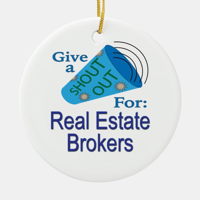 Shout Out for Real Estate Brokers Ceramic Tree Decoration (Front)