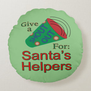 Shout Out for Santa and Helpers Round Cushion