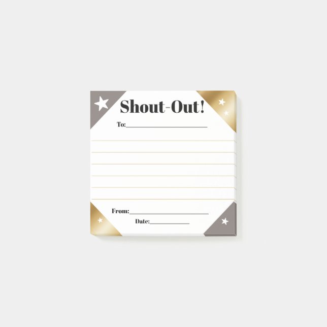 Shout out recognition employee daily kudos display post-it notes (Front)