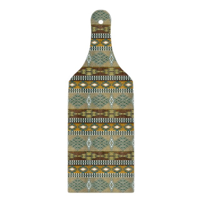 Shouthwestrn ethnic tribal pattern monogram cutting board (Front)