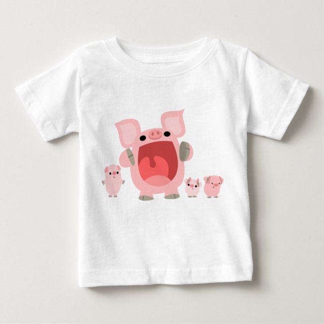 Shouting Cartoon Pigs Baby T-shirt (Front)