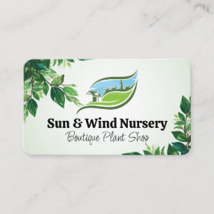 Shovel Leaves Logo Landscape Gardening Business Card