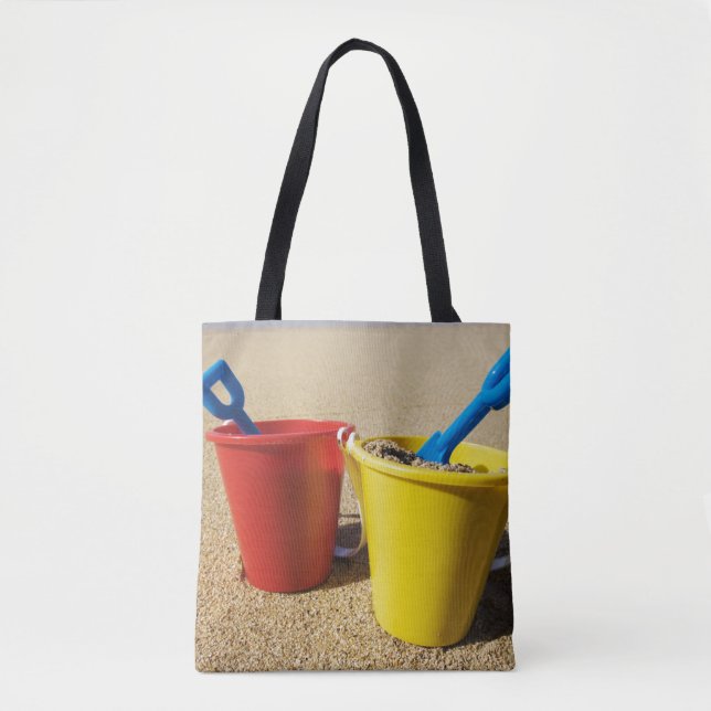 Shovels And Pails On Sandy Beach Tote Bag (Front)