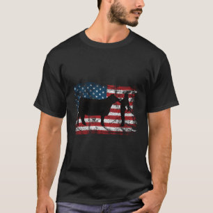 Show Cattle American Patriotic Usa Flag Fun Cattle T-Shirt