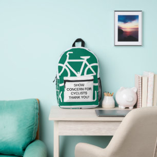 show concern for cyclists printed backpack