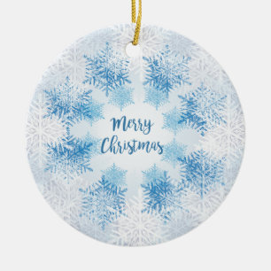 SHOW FLAKES PATTERN Merry Christmas Ceramic Tree Decoration