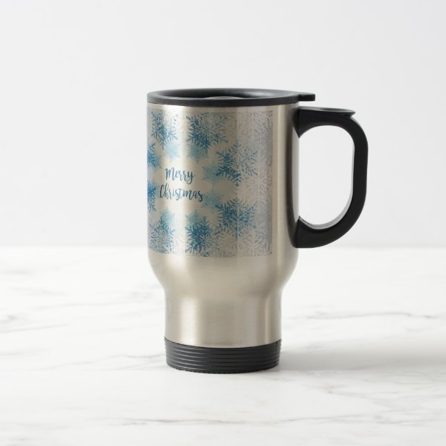 SHOW FLAKES PATTERN Merry Christmas Travel Mug (Right)