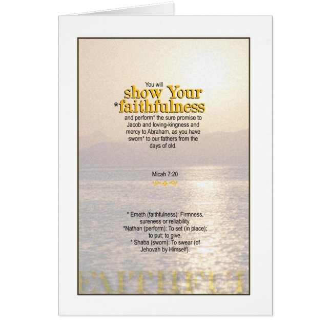 Show God's Faithfulness - Micah 7:20 (Front)