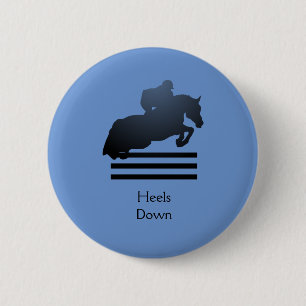  Show jumper clearing an obstacle.   6 Cm Round Badge