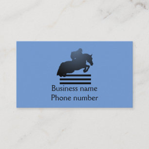 Show jumper clearing an obstacle. Business Card