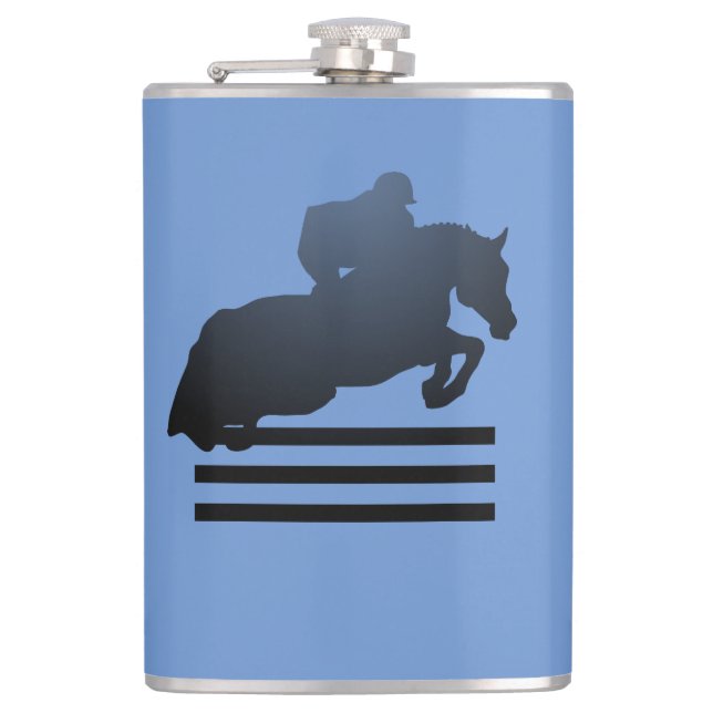  Show jumper clearing an obstacle.     Hip Flask (Front)