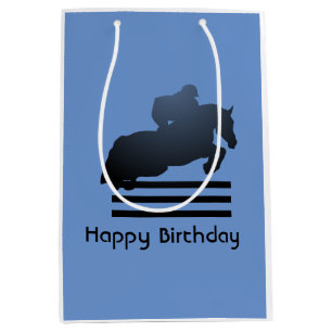 Show jumper clearing an obstacle. Medium Gift Bag