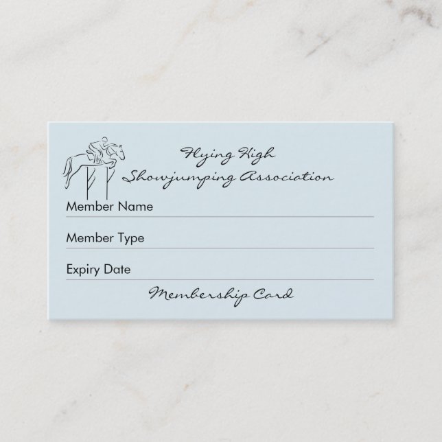 Show jumper club membership business card (Front)