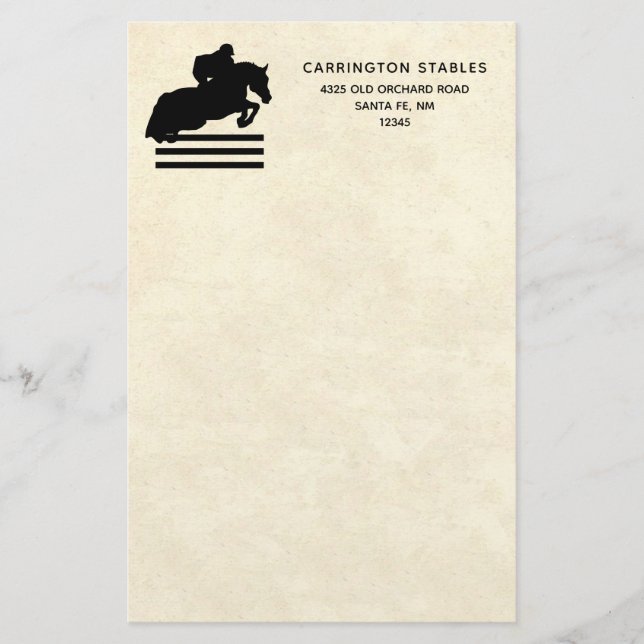 Show Jumper Silhouette for Horse Lovers Stationery (Front)