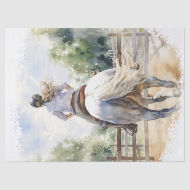 Show Jumping Eventing Horse Decoupage Tissue Paper (Front)