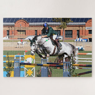 Show jumping horse and rider 3A Jigsaw Puzzle