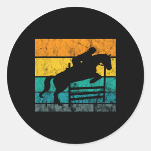 Show Jumping Retro Vintage Equestrian Rider Horseb Classic Round Sticker