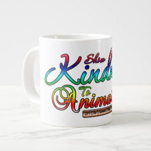 Show Kindness To Animals Rainbow Typography Large Coffee Mug