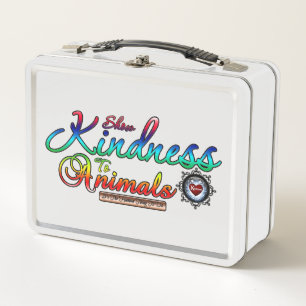 Show Kindness To Animals Rainbow Typography Metal Lunch Box
