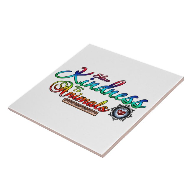 Show Kindness To Animals Rainbow Typography Tile (Side)