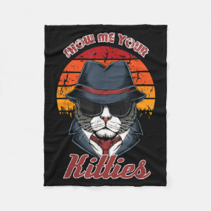 Show Kitties Vintage Cat Funny Kitten Lover Feline Fleece Blanket