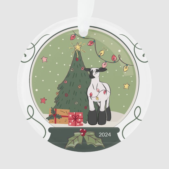 Show Lamb Acrylic Christmas Ornament (Front)