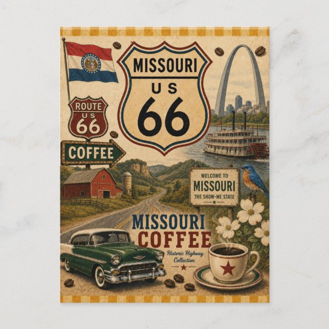 Show Me State Route 66 Greetings Postcard (Front)