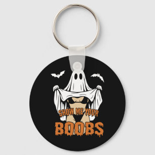 Show Me Your Breast Ghost Boo Retro Spooky Hallowe Key Ring