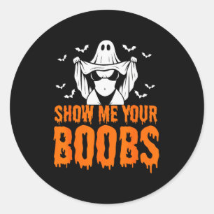 Show Me Your S, Funny Ghost Halloween Humour Adult Classic Round Sticker