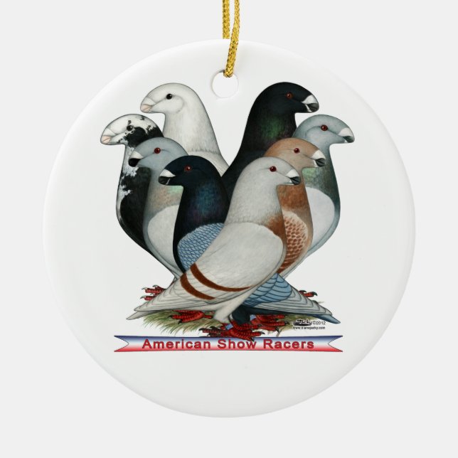 Show Racers Eight Ceramic Tree Decoration (Front)
