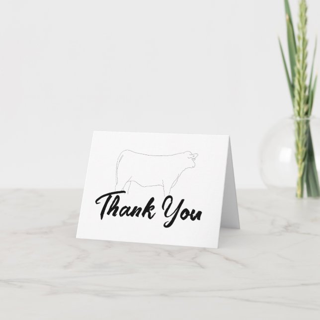 Show Steer Folded Thank You Card (Front)