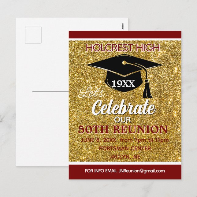 Show stopper Class Reunion invitation post card (Front/Back)