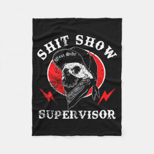 Show Supervisor Cool Boy Skull Sarcastic Work Humo Fleece Blanket