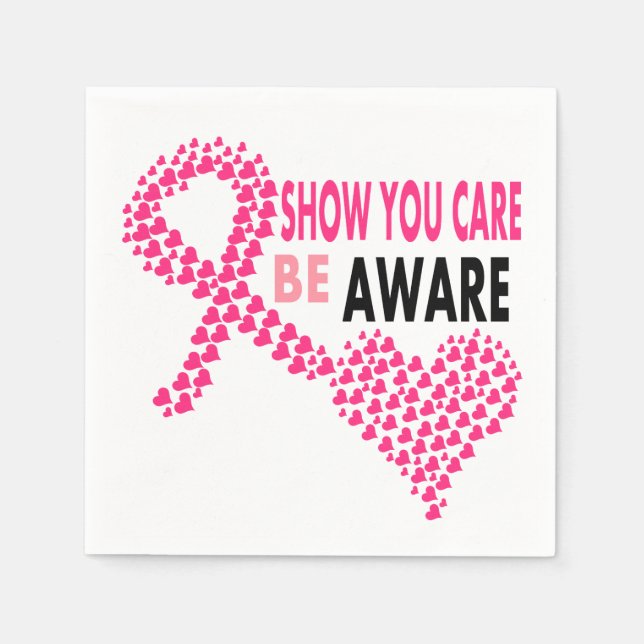 Show You Care Be Aware Breast Cancer Awareness Napkin (Front)