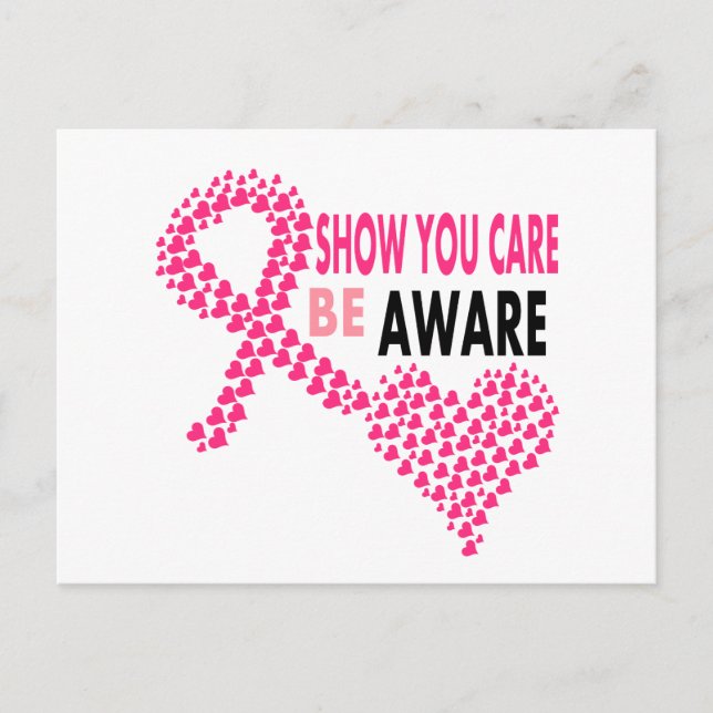 Show You Care Be Aware Breast Cancer Awareness Postcard (Front)