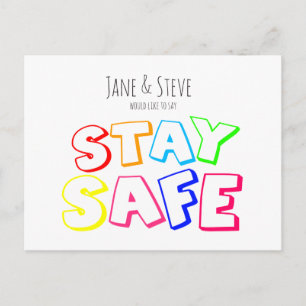 Show You Care, Rainbow Coloured Stay Safe Postcard