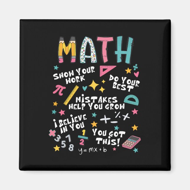 Show Your Work Funny Math Teacher First Day Back T Magnet (Front)
