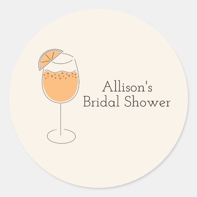 Shower and Spritz Bubbly Cocktail Bridal Shower Classic Round Sticker (Front)