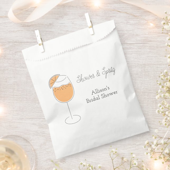 Shower and Spritz Bubbly Cocktail Bridal Shower Favour Bags (Clipped)