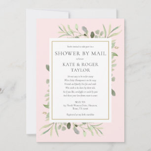Shower By Mail Baby Shower Pink Greenery Invitation